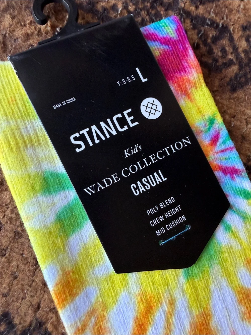 Stance Kid’s WADE COLLECTION Tie-Dye Crew Socks — Yellow, Blue, Pink, Green
